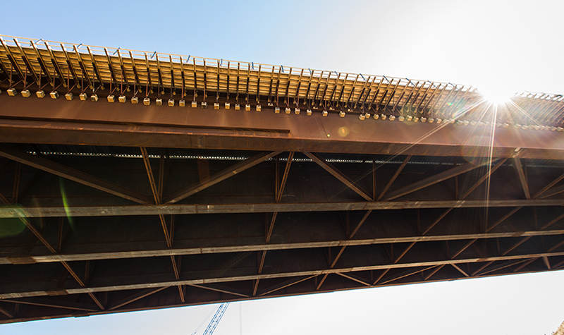 U.S. Highway 321 Bridges active construction view from underneath the bridge
